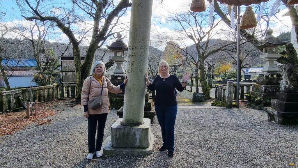 Rika Saruhashi and Diana Fels at the birthplace of Mikao Usui Taniai Japan