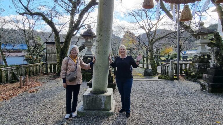 Rika Saruhashi and Diana Fels at the birthplace of Mikao Usui Taniai Japan