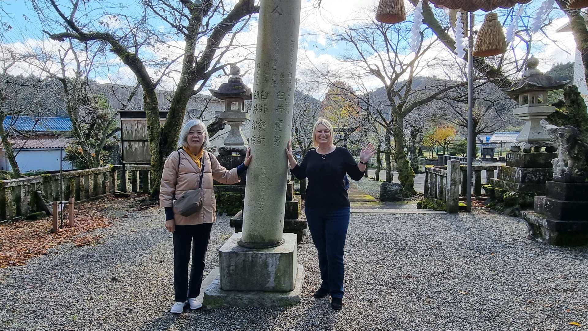 Rika Saruhashi and Diana Fels at the birthplace of Mikao Usui Taniai Japan